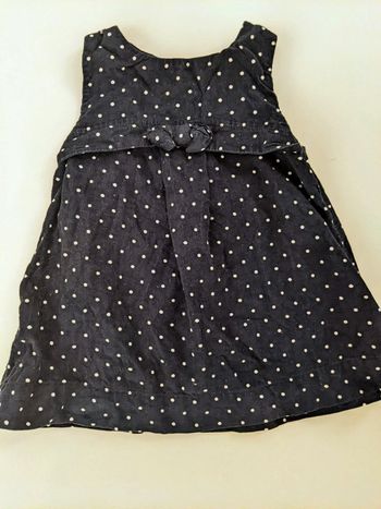 Robe chasuble velours bleu marine petits pois blanc Baby Gap 12-18 mois