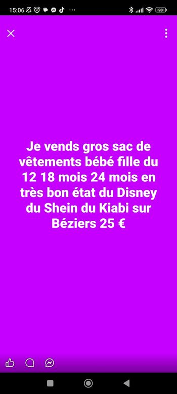 Gros sacs de vêtements bébé fille