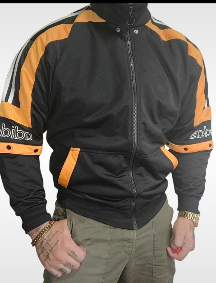 Veste haut de survêtement adidas,noir et orange, vintage, taille L,