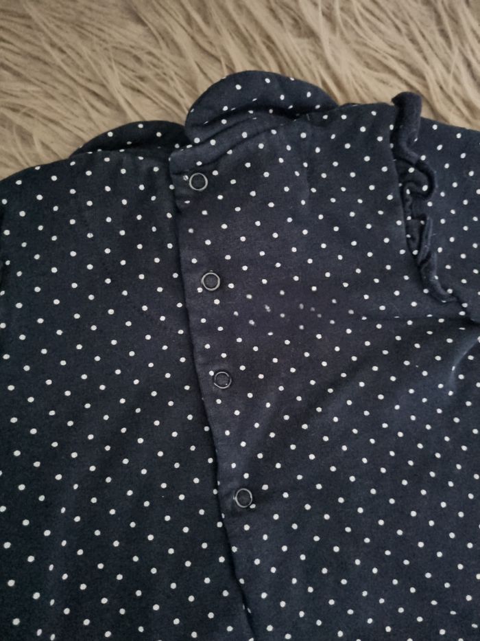 Robe manches longues marine à pois blanc 12mois - photo numéro 5