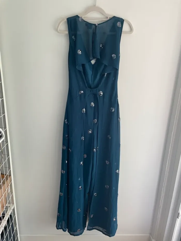 Asos Combinaison Pantalon Bleu Pétrole Sequins T.36 - photo numéro 4