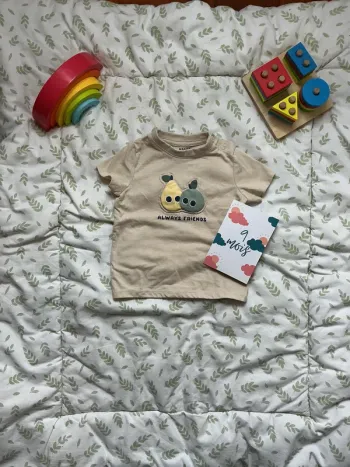 teeshirt manche courtes beige impression devant kiabi 9 mois