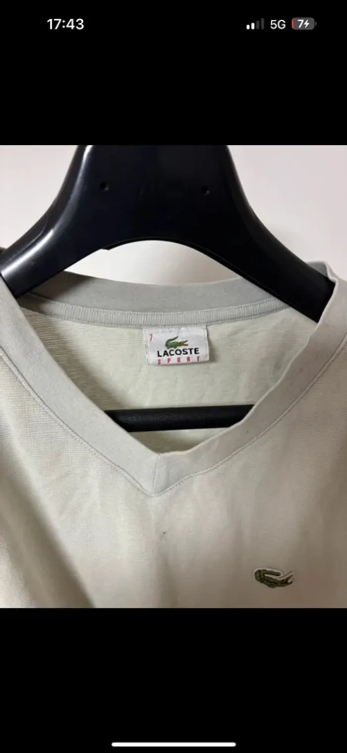 T-shirt Lacoste gris clair col V – Taille 7 (XXL) - photo numéro 4