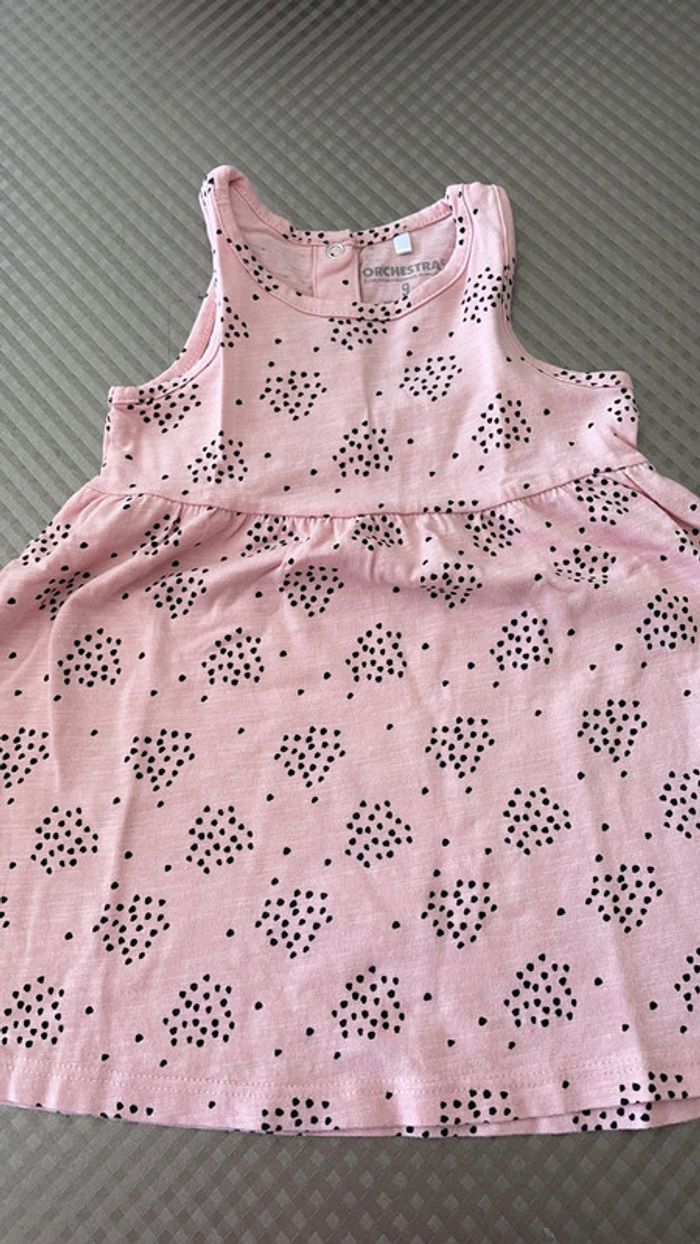 Robe d été rose à motif noir 9 mois - photo numéro 2