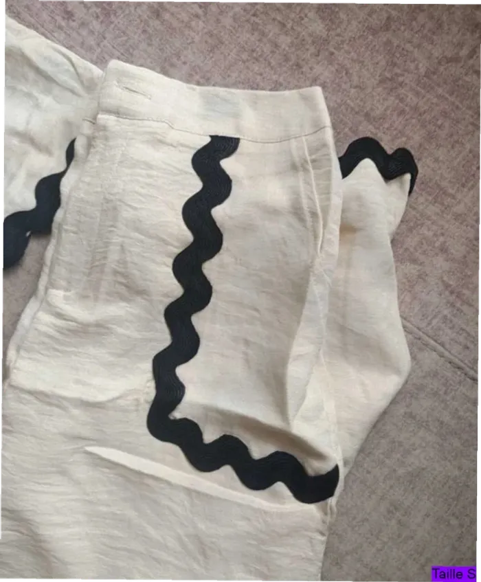 Ensemble été beige original top et pantalon taille S - photo numéro 3