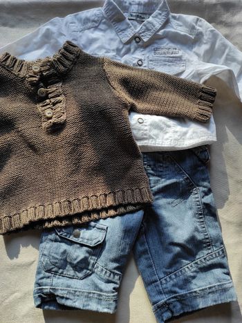 Ensemble pantalon jean chemise et pull