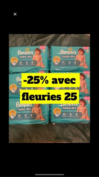 Six paquets de couches pampers baby dry taille 4