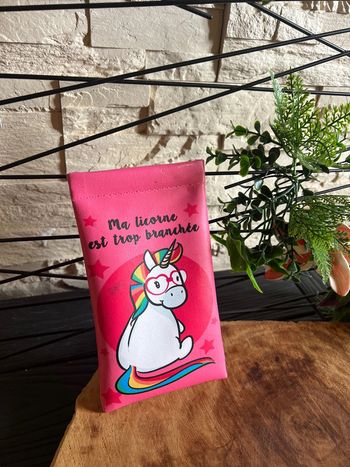 Pochette étui à lunettes ma licorne est trop branchée