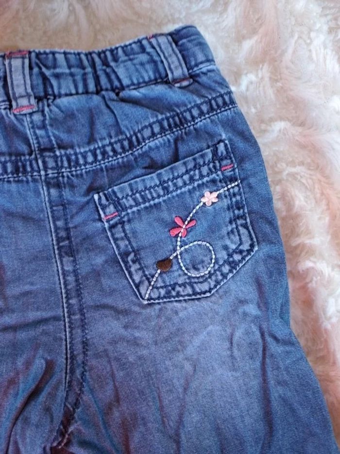 Pantalon doublé style jeans Fille 12 mois Fleurs Gémo 100% coton - photo numéro 16