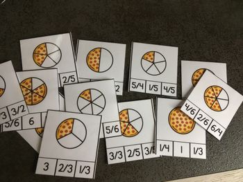 12 cartes Fractions à Pinces Les pizzas - Montessori