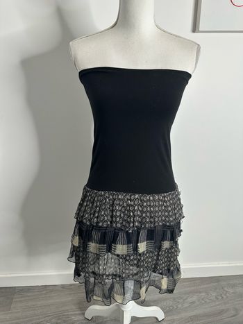 Robe bustier noire et beige T38 M