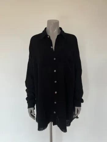 Maison Saint Julien Chemise mi-longue oversize Mykonos noire taille S