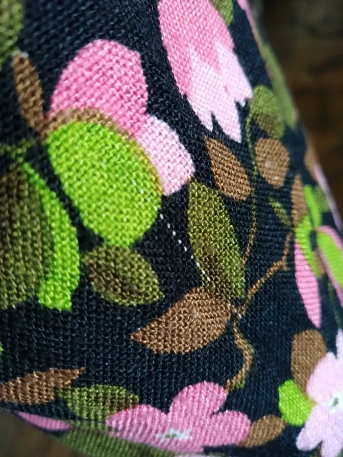 Jupe skirt longue crayon droite fleurs flower vintage rétro printemps été noire rose - photo numéro 4