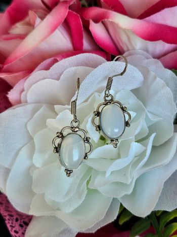 Boucles d'oreilles en argent sterling 925 avec pierres opalite