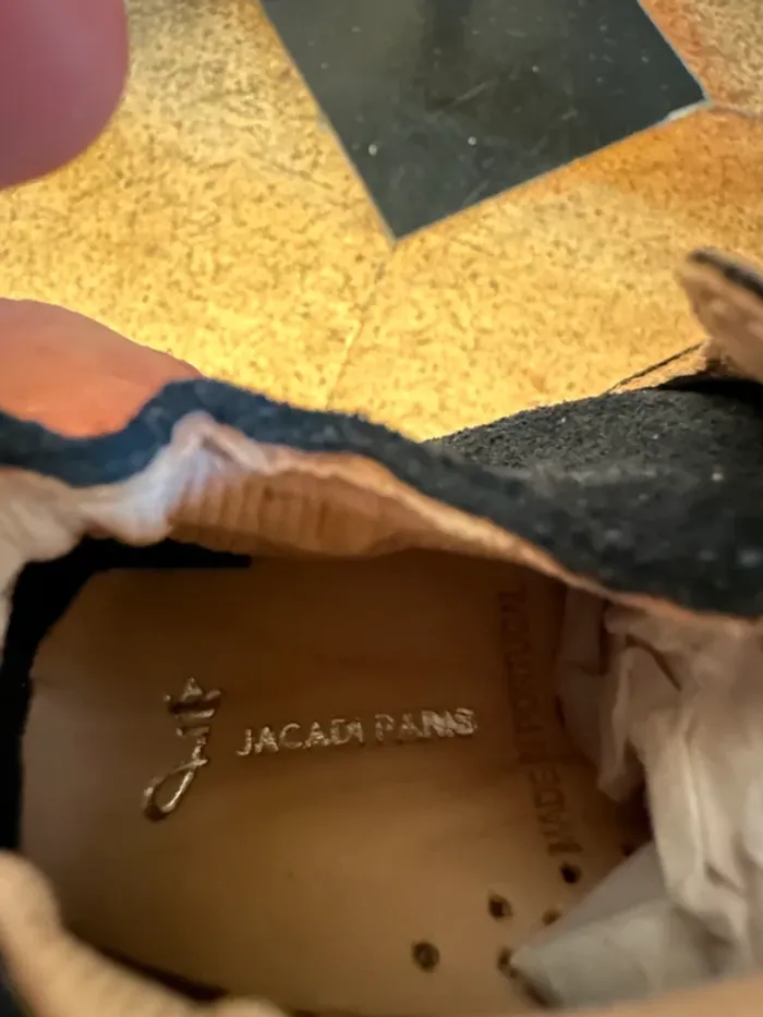 NEUF Jacadi chaussures chaussons cuir bleu marine pailletées bébé fille 18 Basile - photo numéro 8