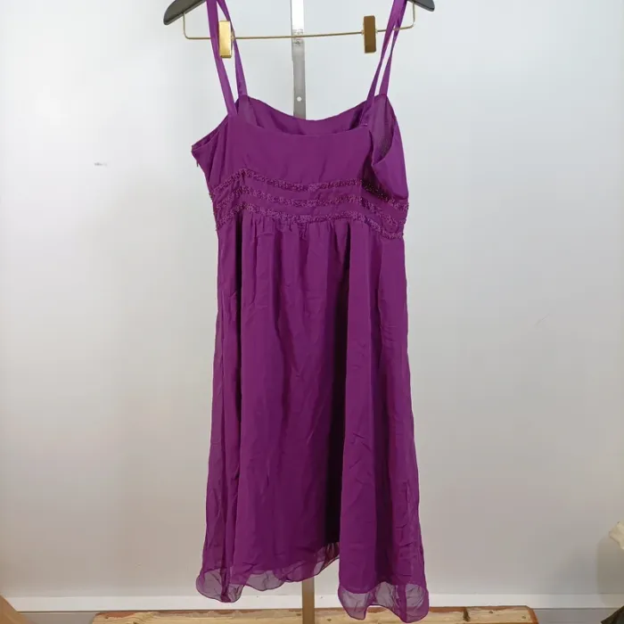 Robe violette soie 100 % 1.2.3 Paris, taille 38, bretelles fines, élégante et fluide A803 - photo numéro 6