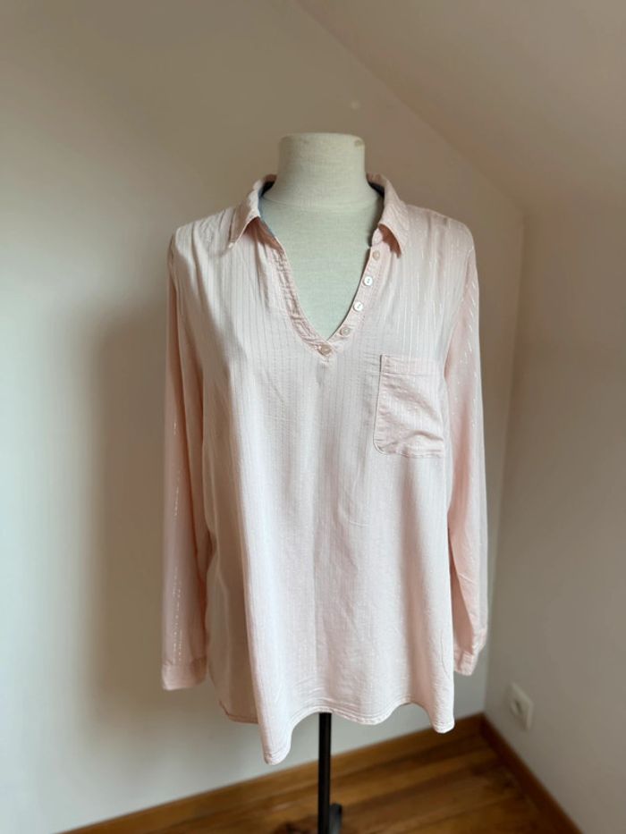 superbe blouse fluide coupe chemise en coton grain de malice 48 - photo numéro 2