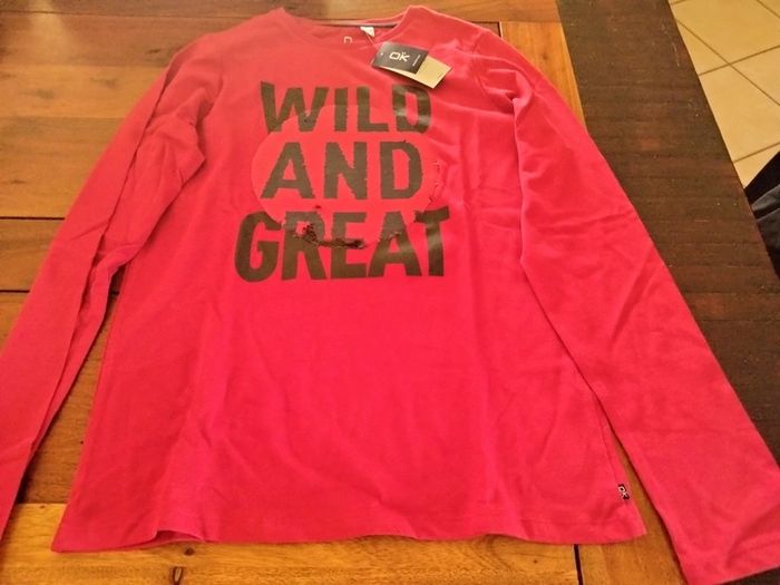 T-shirt manche longue neuf à sequins 14 ans Okaïdi