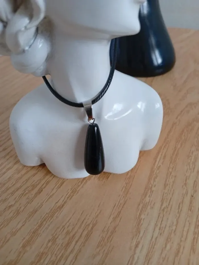 Solde 💝 Idée cadeau collier en pierres naturelles onyx noir Lithothérapie - photo numéro 2