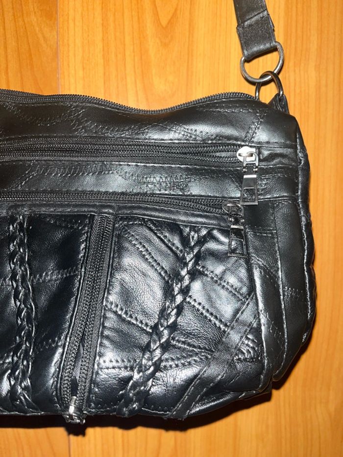 Sac en cuir noir uni (petit) - photo numéro 3