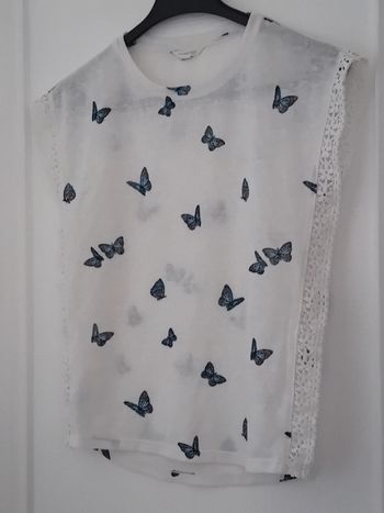 Pull débardeur avec dentelle motif papillon blanc femme xs springfield