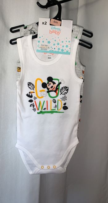 2 Bodies Mickey Disney Taille 6 Mois