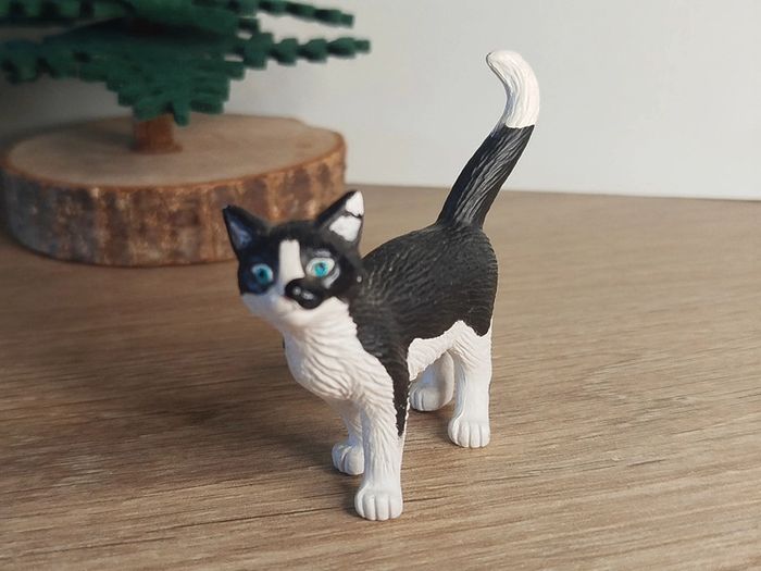 PAPO chat noir et blanc Figurine Animal domestique