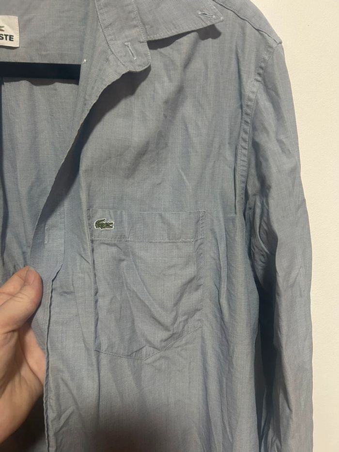 Jolie chemise unie grise/bleue • Lacoste • Taille 41/L • 100% coton - photo numéro 7