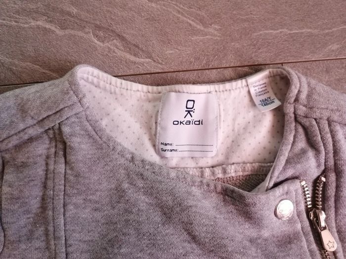 Gilet zipper okaidi taille 10 ans couleur gris pailleté - photo numéro 3