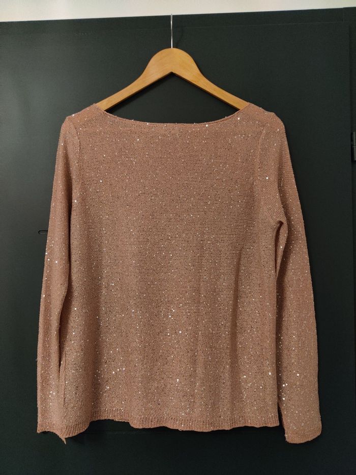 Pull maille rose avec sequins - photo numéro 4