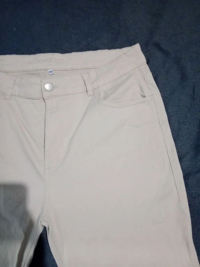 Pantalon femme 44 crème type toile c8 - photo numéro 2