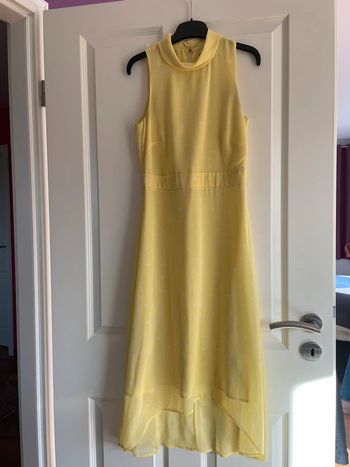 Robe longue jaune à point blanc