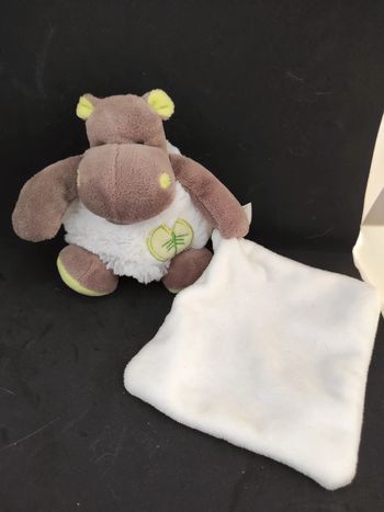 Bn048 Baby Nat' Bazile Hippopotame doudou plat mouchoir  #geektradedoudou