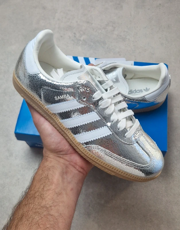 Adidas Samba OG argent métallisé / cuir craquelé / taille 36