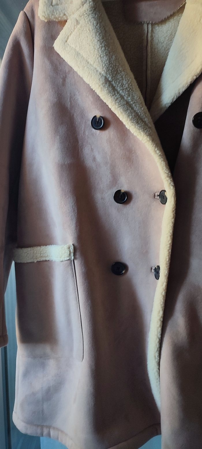 Manteau femme vieux rose doublé laine mouton - photo numéro 6