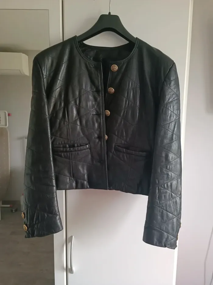 Veste vintage en cuir véritable