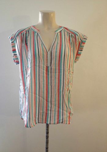 Blouse rayée ample manches courtes taille L look féminin
