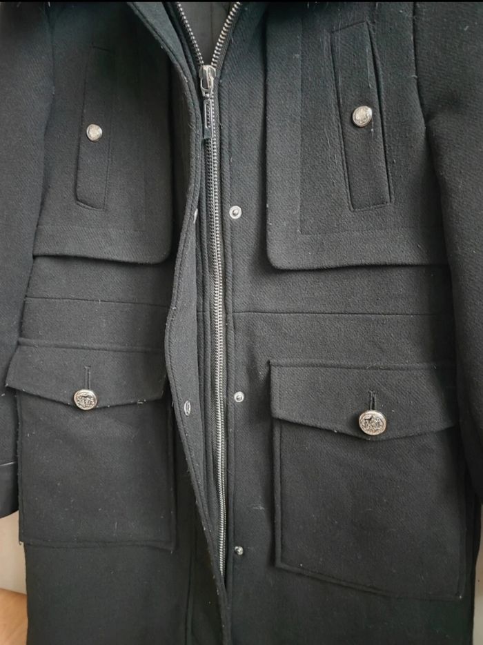 Manteau long Pimkie en laine & en Taille 36, avec capuche en fausse fourrure - photo numéro 3