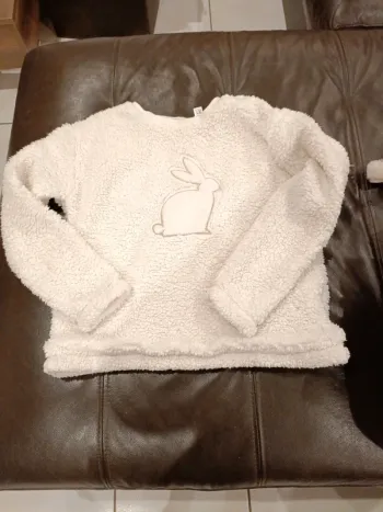 Pull Okaïdi 12 ans blanc lapin