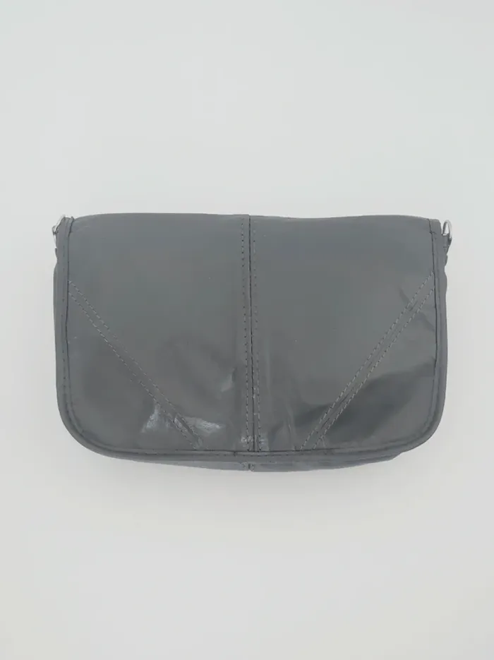 Pochette cuir gris 80-90 vintage - 22×15×5cm - photo numéro 2
