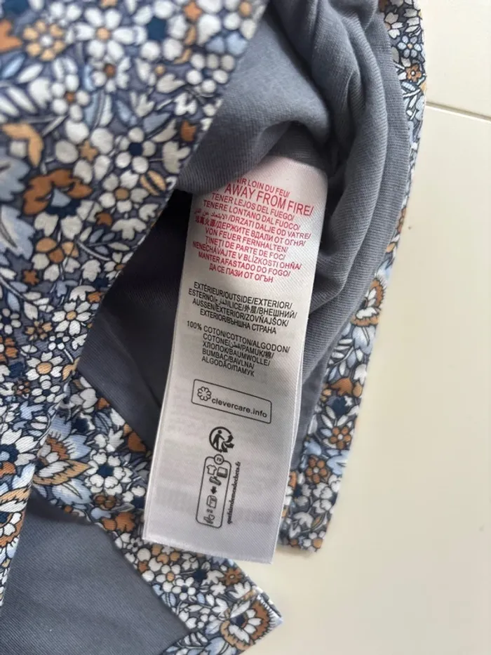 Blouse Sergent Major fleurs bleu et camel – 18 mois (80 cm) - photo numéro 3