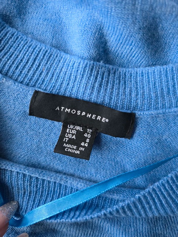 Pull bleu col rond avec ouverture sur les côtés -Primark - taille L - 40 - photo numéro 4