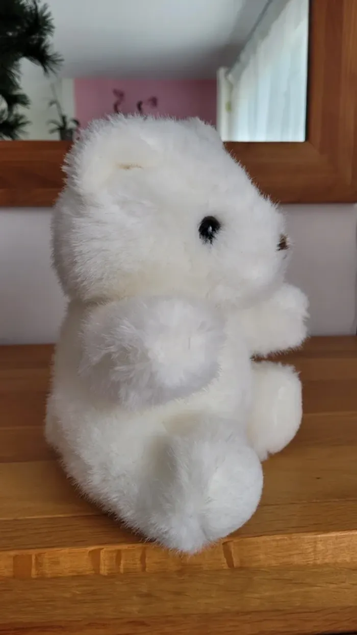 Peluche ours blanc – Comme neuf – 25 cm