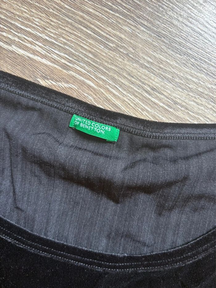 Top court United Colors of benetton - noir velours - taille L/40 - moulant - photo numéro 2