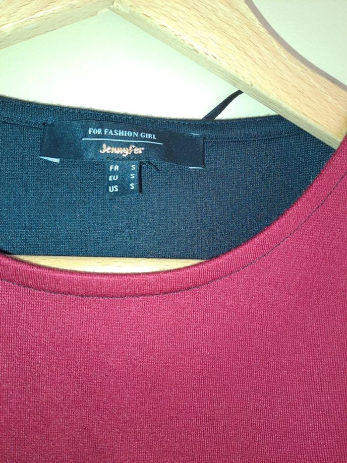 Jolie robe femme Jennyfer S bordeaux blanc et noir tbe - photo numéro 2