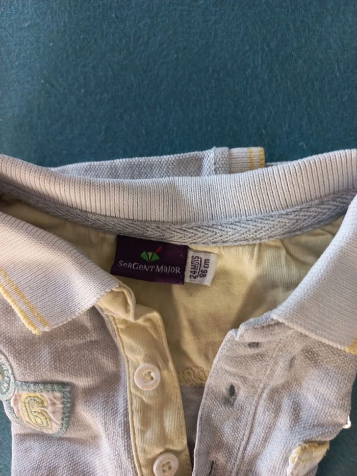 Polo gris et jaune Sergent Major 24 mois - photo numéro 3