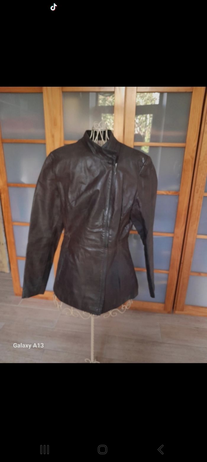 Veste mi longue en cuir T38 - photo numéro 2