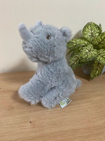 Doudou peluche rhinocéros gris re pets nature planet