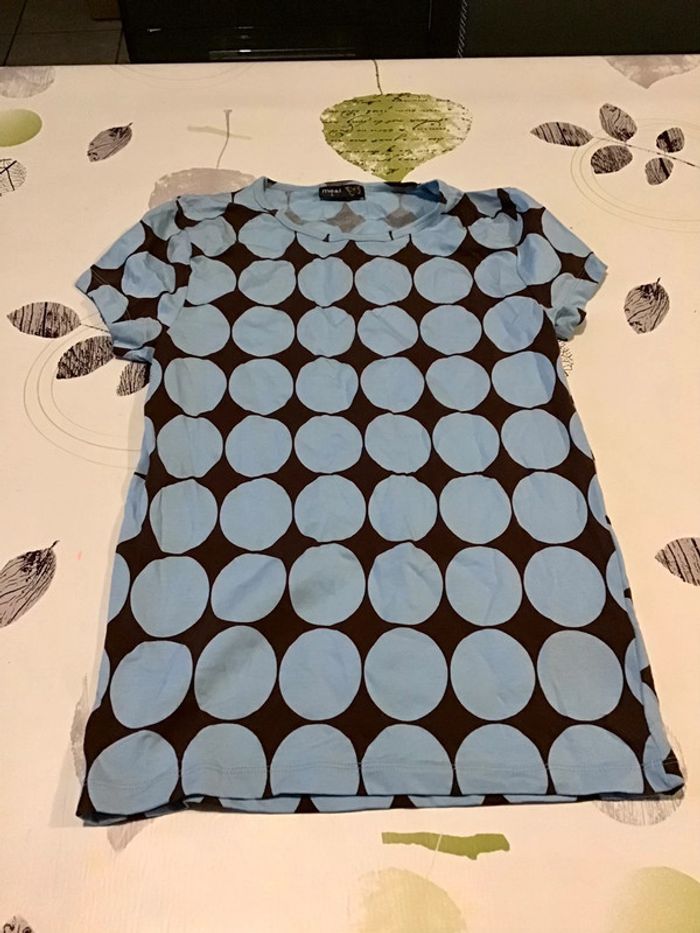 T-shirt femme bleu clair et marron taille S marque Me&i