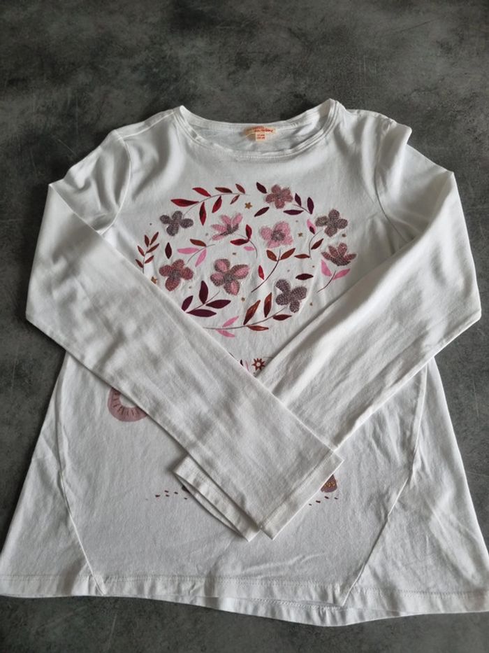 T-shirt à manches longues fille - Taille 12 ans (152cm) - DPAM - Blanc et rose - photo numéro 11